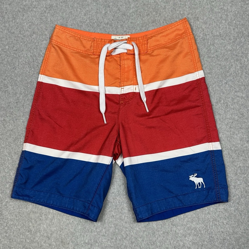 VTG Abercrombie & Fitch Board Shorts Mens M 32 Colorblock 9" Moose Linerless Y2K